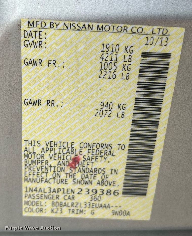 image for item DG5367 2014 Nissan Altima