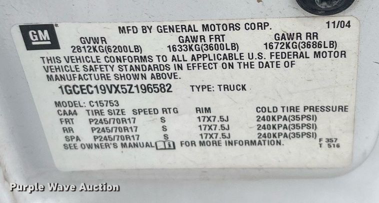 image for item DG5368 2005 Chevrolet Silverado 1500  Ext. Cab pickup truck