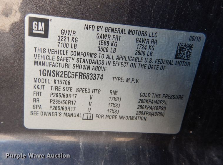 image for item DK7602 2015 Chevrolet Tahoe Police  SUV