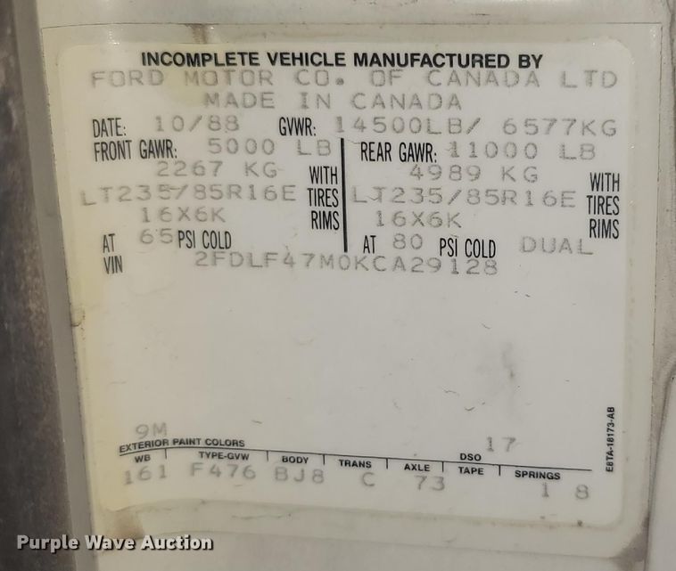 image for item DN6300 1989 Ford F450 Super Duty  rescue vehicle