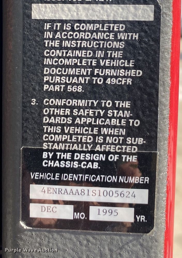 image for item DN8231 1995 Emergency One  pumper fire truck