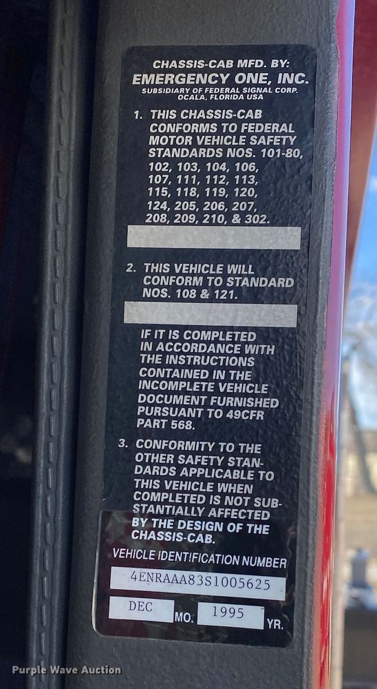 image for item DN8232 1995 Emergency One  pumper fire truck