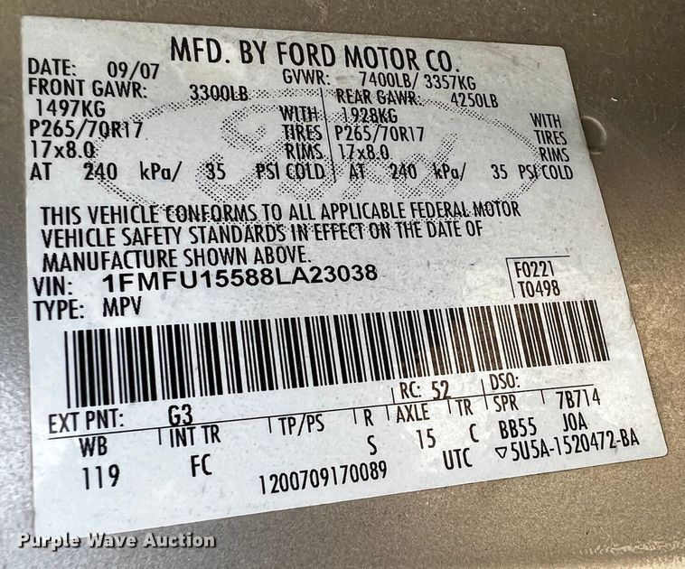 image for item DQ1980 2008 Ford Expedition XLT  SUV