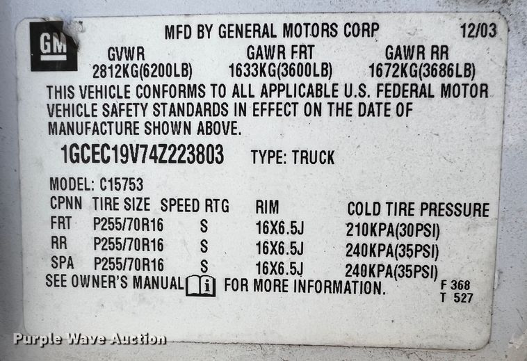 image for item DQ1981 2004 Chevrolet Silverado 1500  Ext. Cab pickup truck