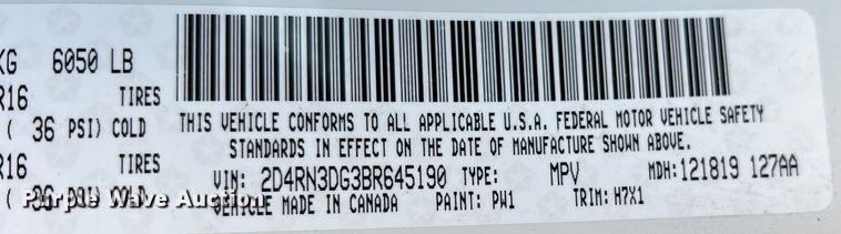 image for item DS2744 2011 Dodge Grand Caravan  handicap accessible van