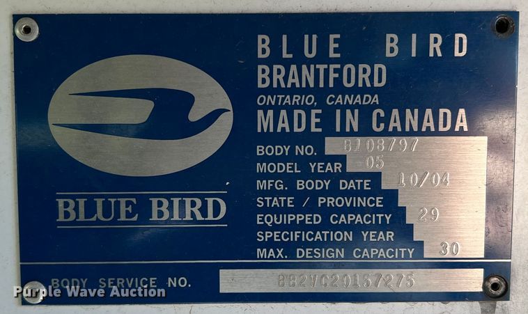 image for item DS2748 2005 Blue Bird E450 Super Duty  school bus