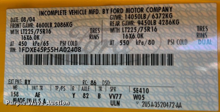 image for item DS2748 2005 Blue Bird E450 Super Duty  school bus