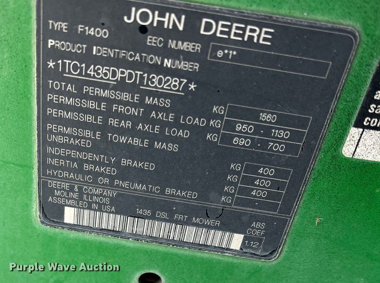 image for item DS2756 John Deere 1435  ZTR lawn mower