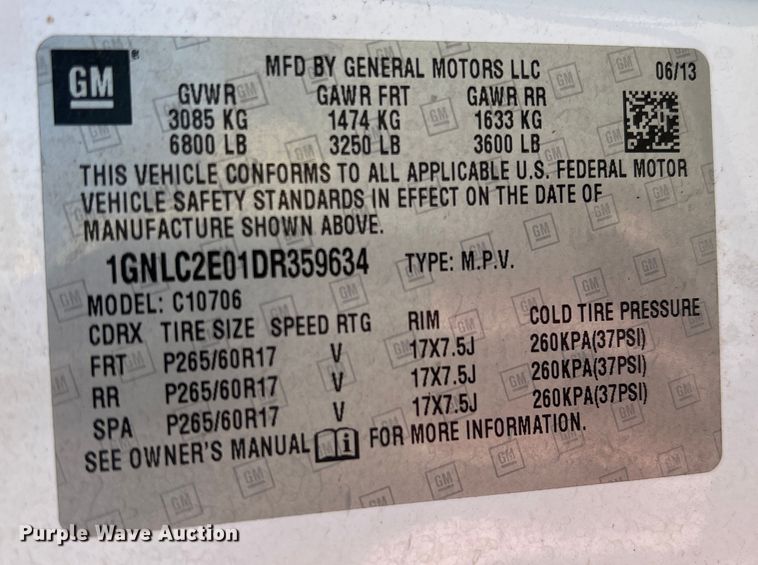 image for item DS2766 2013 Chevrolet Tahoe Police  SUV