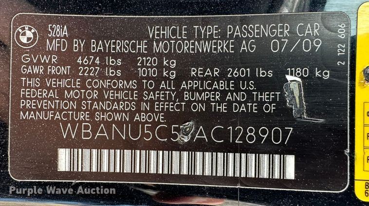 image for item GP9614 2010 BMW 528i