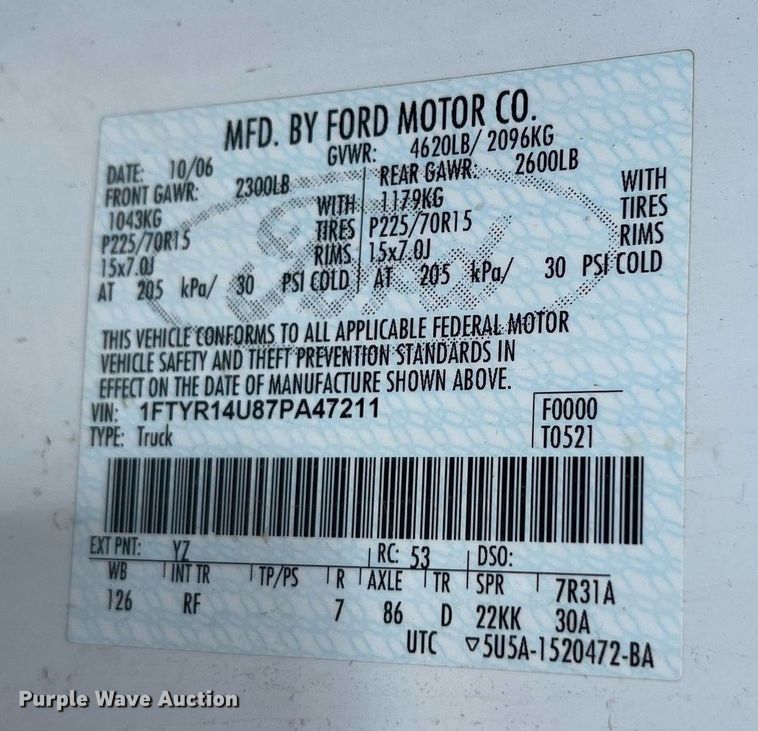 image for item HP9467 2007 Ford Ranger  SuperCab pickup truck