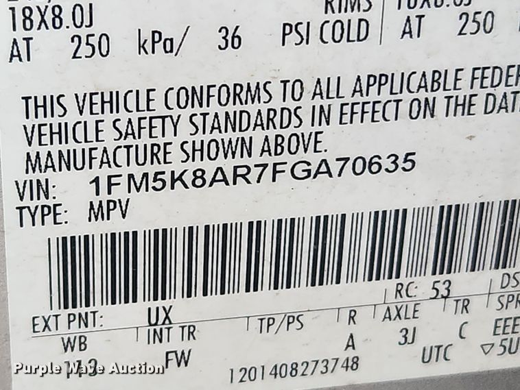 image for item JB9623 2015 Ford Explorer Police Interceptor  SUV