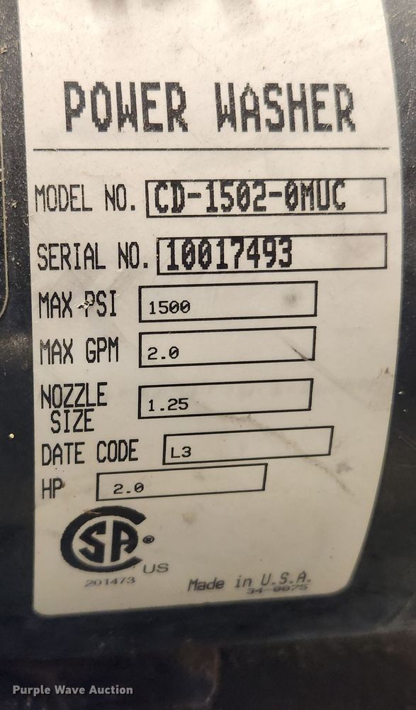 image for item JB9627 Mi-T-M CD-1502  power washer