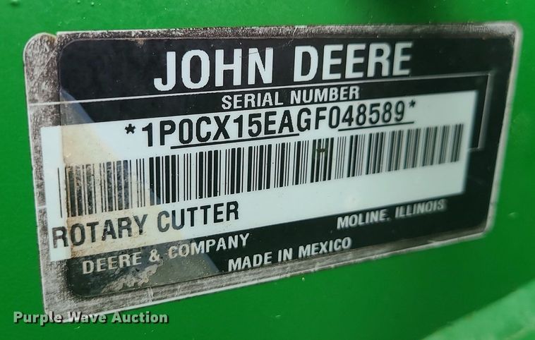 image for item JG9398 John Deere CX15  batwing rotary mower