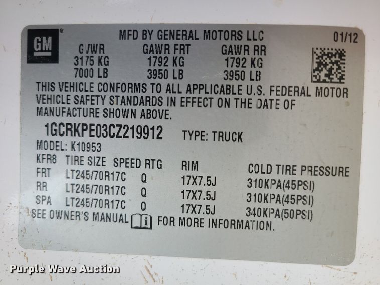 image for item JG9402 2012 Chevrolet Silverado 1500  Ext. Cab pickup truck