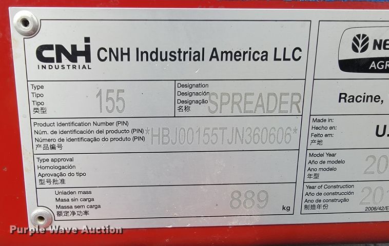 image for item KB9882 2019 New Holland 155  manure spreader