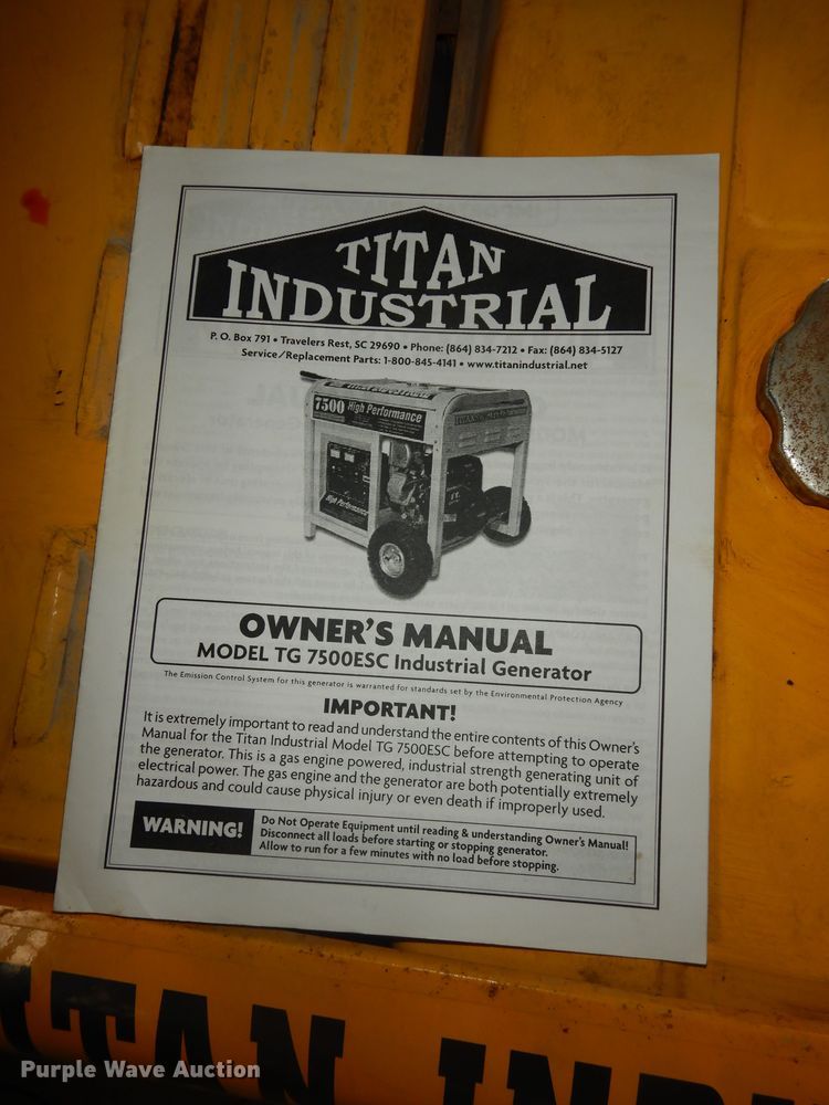 image for item KS9454 Titan Industrial 7500  generator
