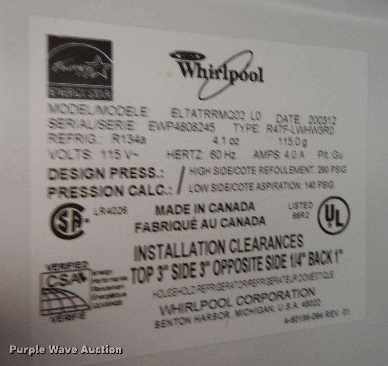 image for item KS9459 2003 Whirlpool EL7ATRRMQ02  refrigerator
