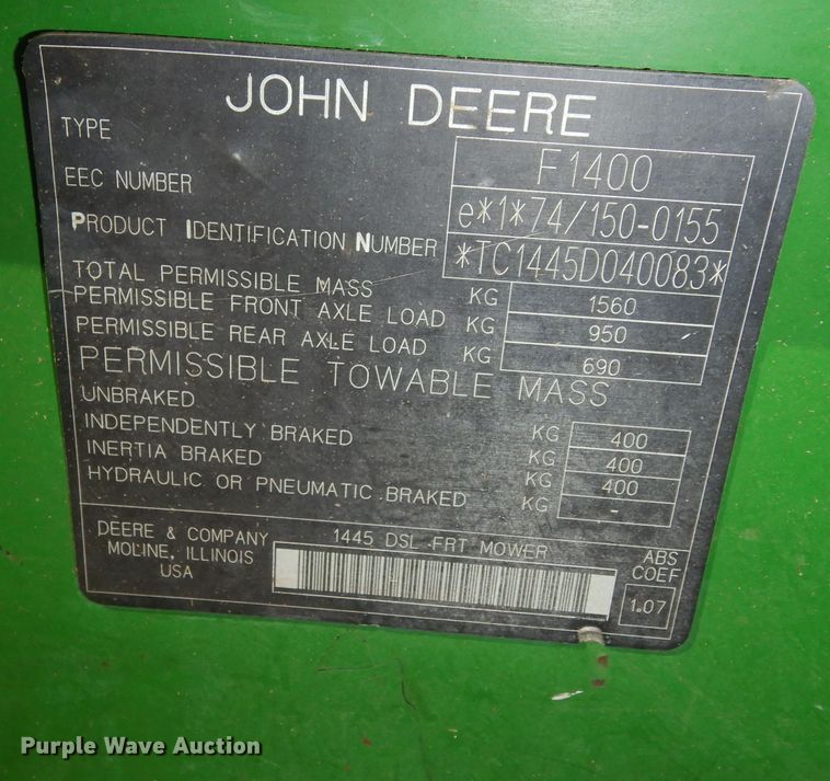image for item KS9567 John Deere 1445 Series II  ZTR lawn mower