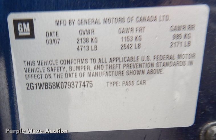 image for item KU9758 2007 Chevrolet Impala LS