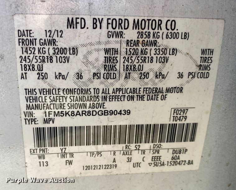 image for item KV9695 2013 Ford Explorer Police Interceptor  SUV