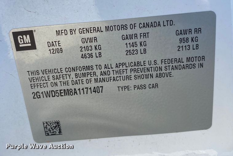 image for item KV9700 2010 Chevrolet Impala Police