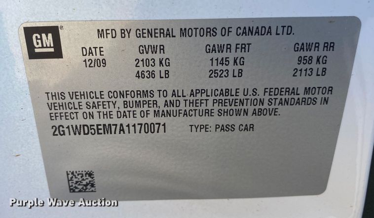 image for item KV9702 2010 Chevrolet Impala Police