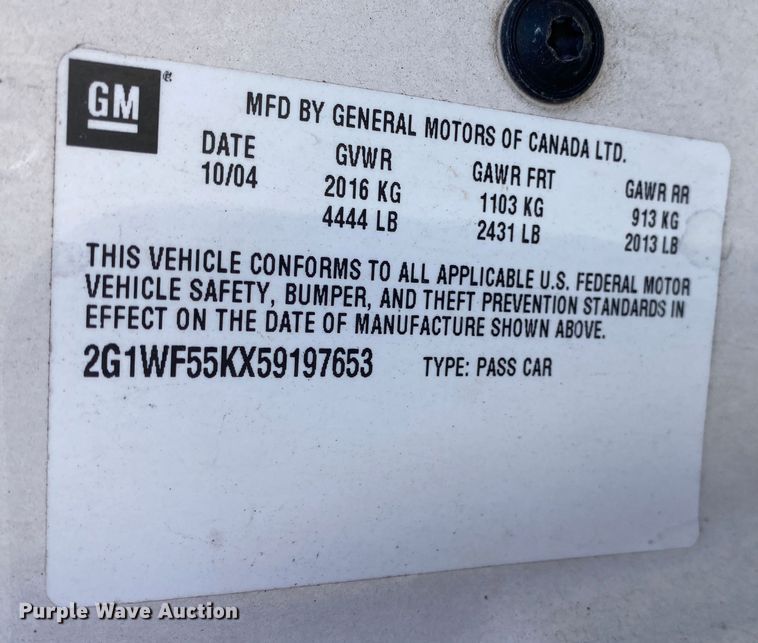 image for item KV9703 2005 Chevrolet Impala