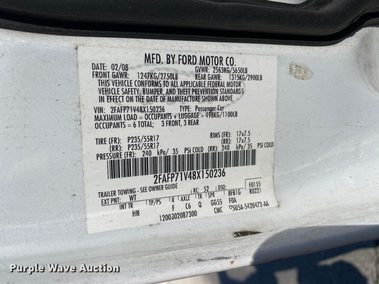 image for item KV9704 2008 Ford Crown Victoria Police Interceptor