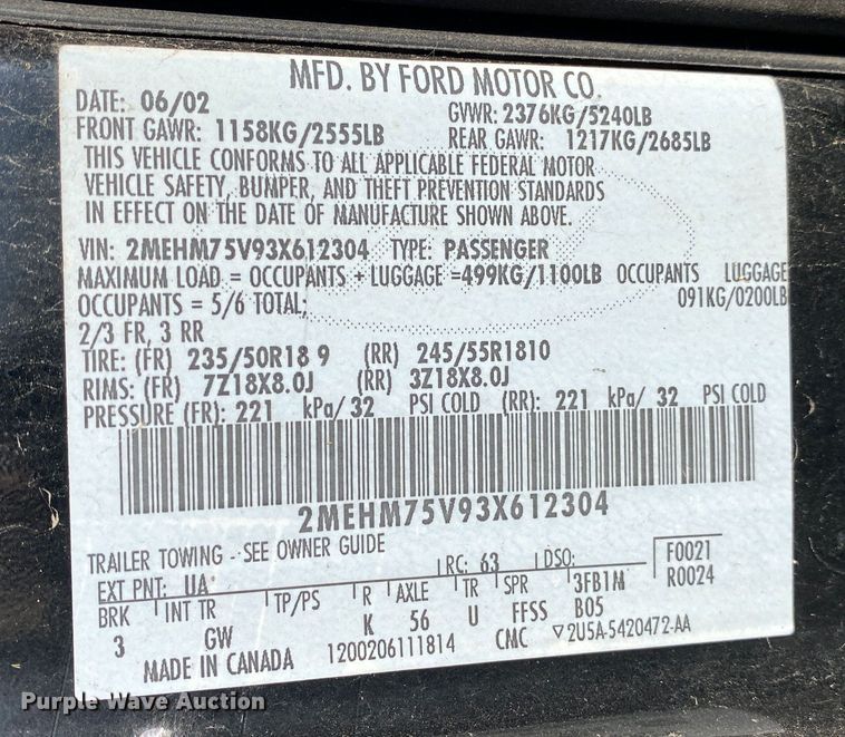 image for item KV9705 2003 Mercury Marauder