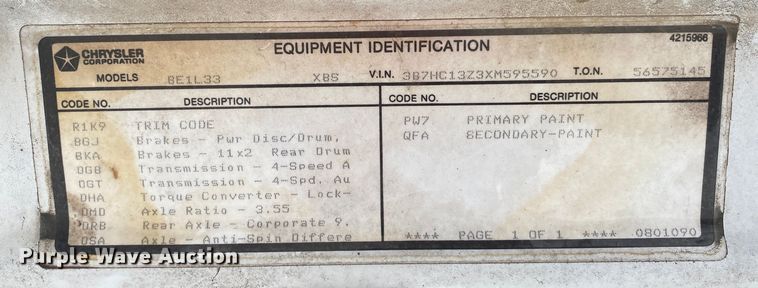 image for item KV9713 1999 Dodge Ram 1500  Quad Cab pickup truck