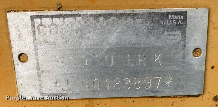 image for item KV9714 1994 Case 580 Super K  backhoe