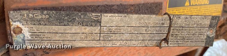 image for item KV9719 1986 Case 450C  dozer