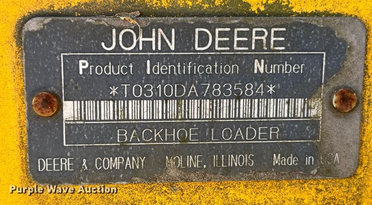 image for item LA9791 1992 John Deere 310D  backhoe