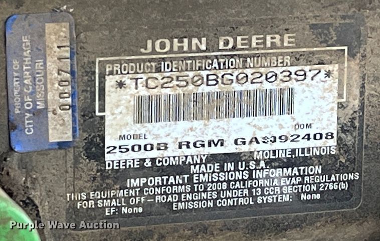 image for item LA9802 John Deere 2500B  reel mower