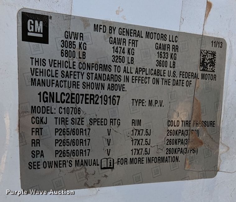 image for item LF9646 2014 Chevrolet Tahoe Police  SUV