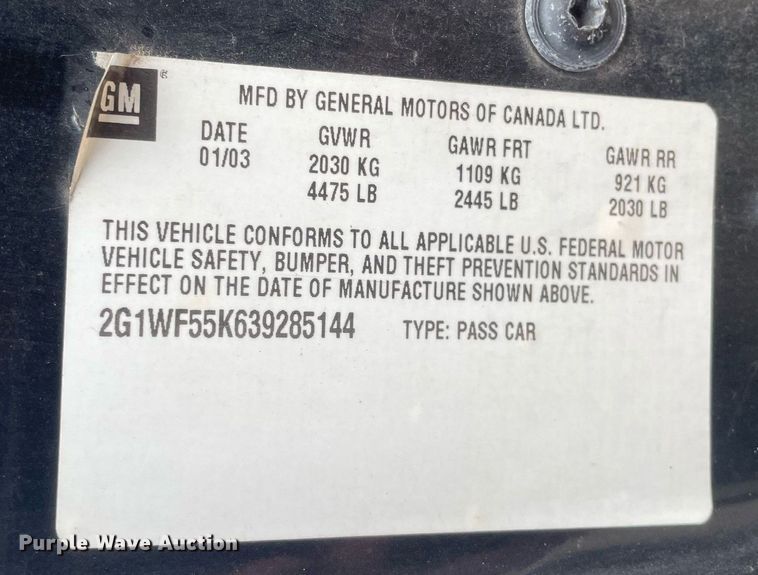 image for item MA9918 2003 Chevrolet Impala