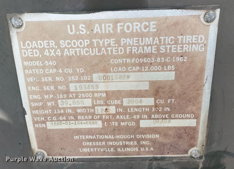 image for item MA9924 1984 Dresser 540  wheel loader