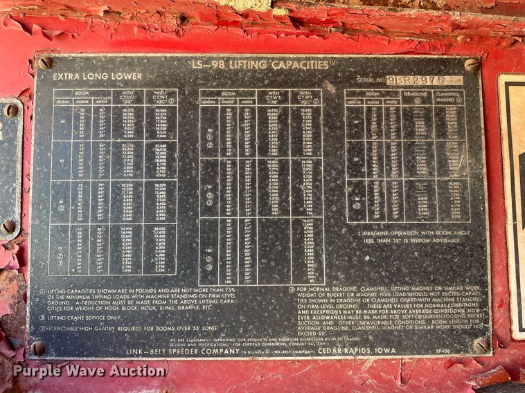 image for item MA9928 1965 Link Belt LS98  crane