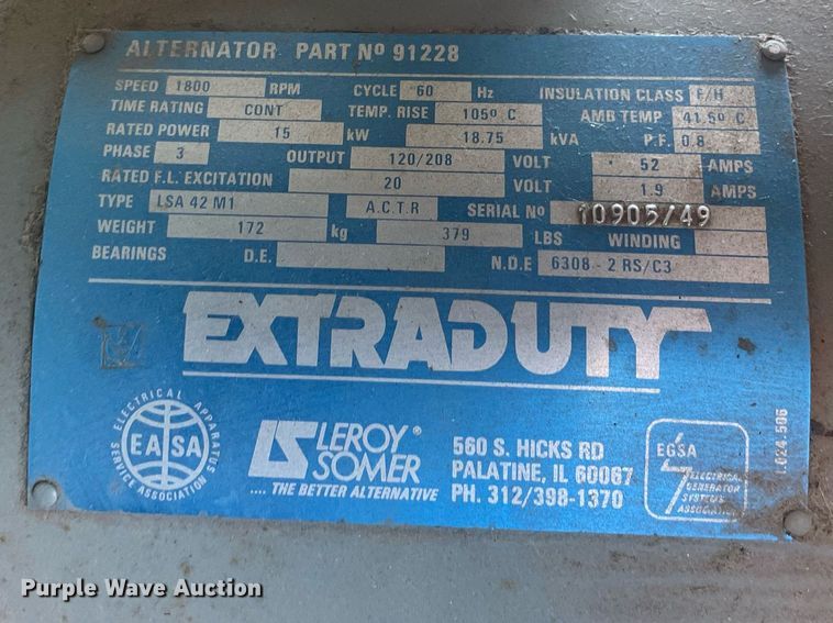 image for item MA9959 1990 US Military 15KW-CTMGSA  generator