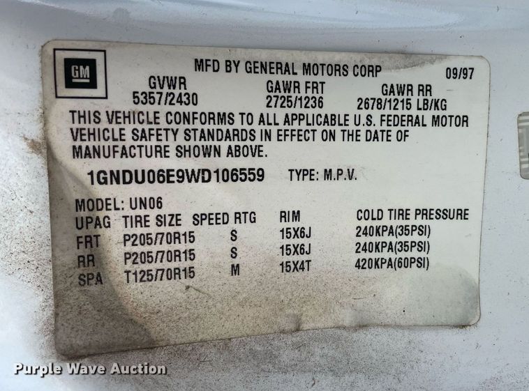 image for item MA9967 1998 Chevrolet Venture  van