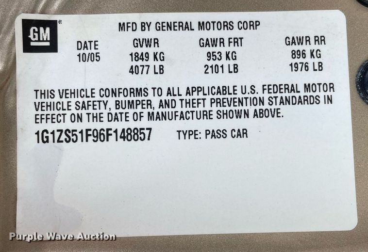 image for item MA9968 2006 Chevrolet Malibu