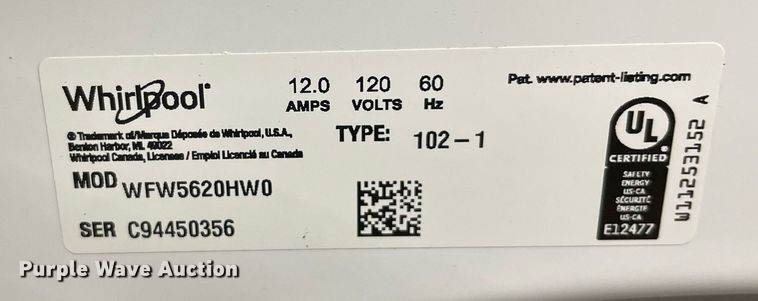 image for item MA9981 (2) Whirlpool washer and dryer sets