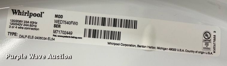 image for item MA9981 (2) Whirlpool washer and dryer sets