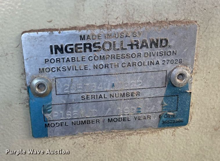 image for item MA9995 1998 Ingersoll Rand 185  air compressor
