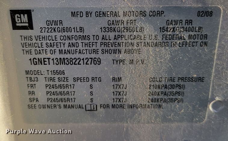 image for item MC9556 2008 Chevrolet TrailBlazer LS  SUV