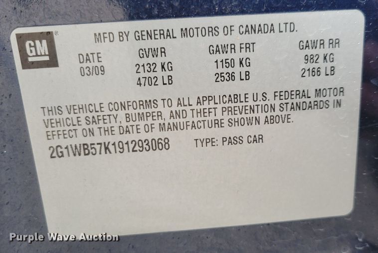 image for item MC9561 2009 Chevrolet Impala LS