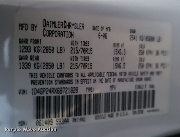 image for item MC9562 2006 Dodge Grand Caravan  van