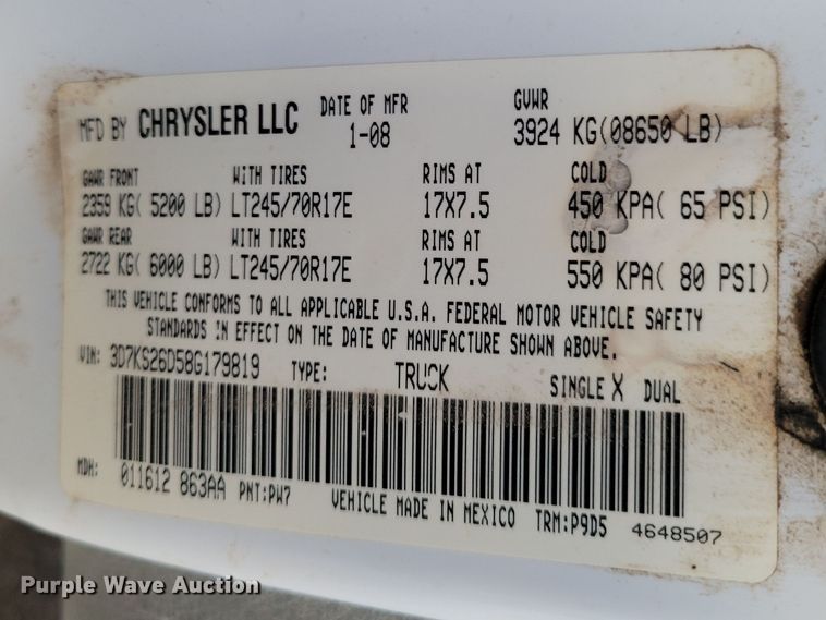 image for item MC9565 2008 Dodge Ram 2500HD  pickup truck