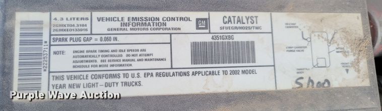 image for item MC9566 2002 Chevrolet Silverado 1500  pickup truck